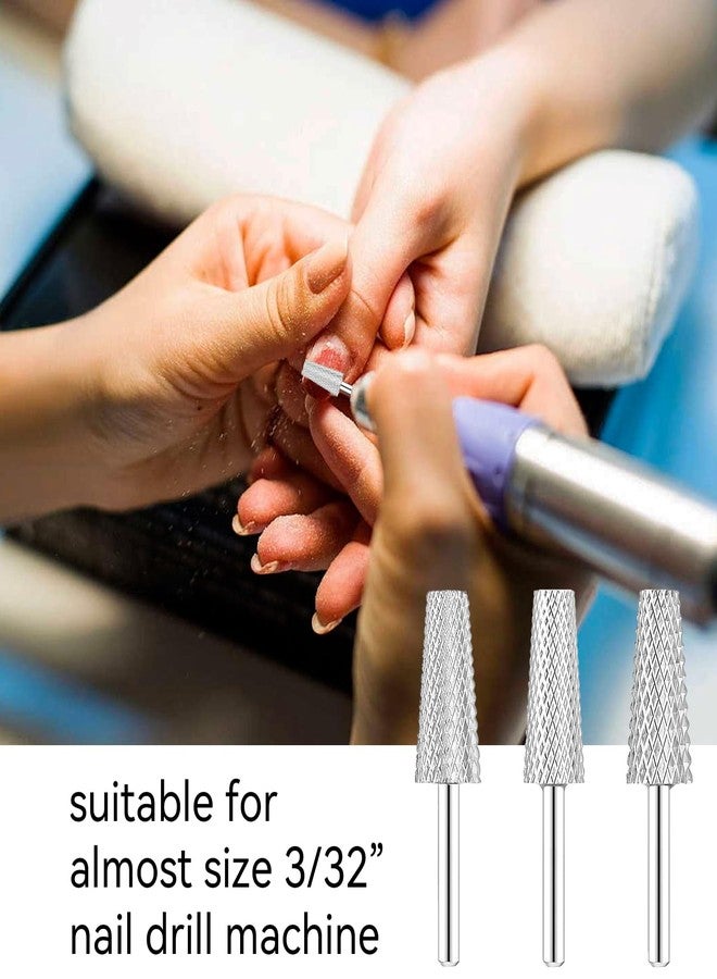 Suny Smiling 3 Pieces Brocas Para Drill Nails,3 Sizes Tapered Barrel Carbide Nail Drill Bit,Acrylic Nail File Drill Bits for Manicure Pedicure,Polishing, Removing Gel Cuticle Dead Skin(XF, F, M,Silver) - Image 5